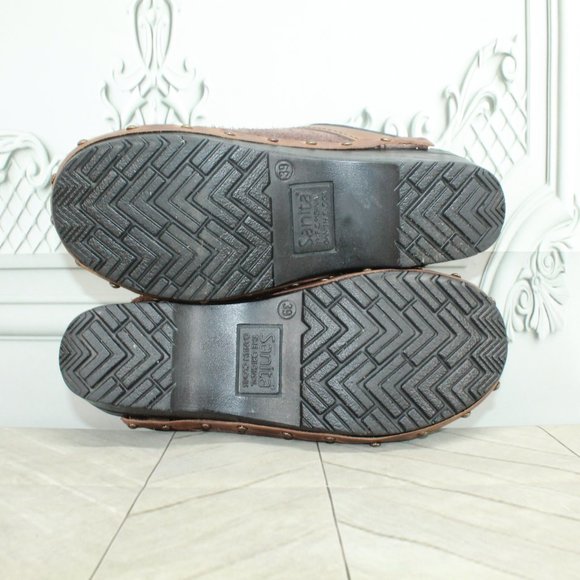 Sanita Black Suede Slip On Slide Studded Clogs Mules Size 39 US 9 - Picture 8 of 8